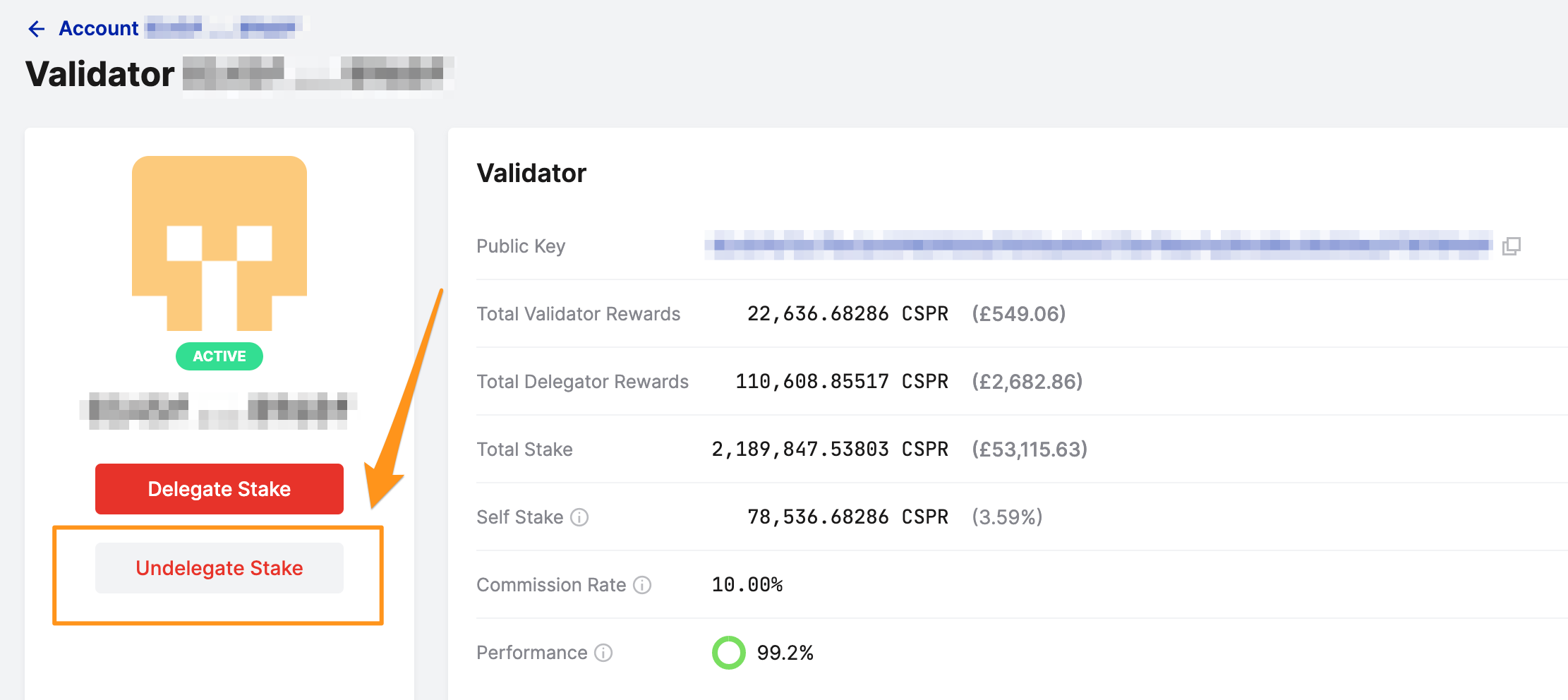 Undelegate from Validator